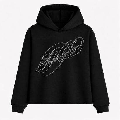 Moletom com Capuz Thunder God Co Oversized Lettering - Preto