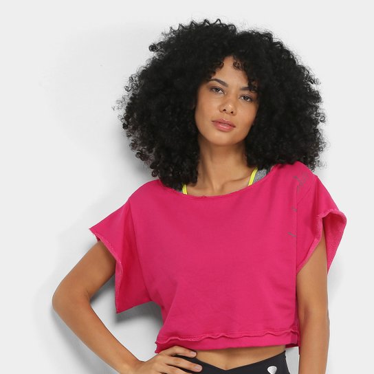 Moletom Cropped Colcci Fitness Colors Feminino - Rosa Escuro