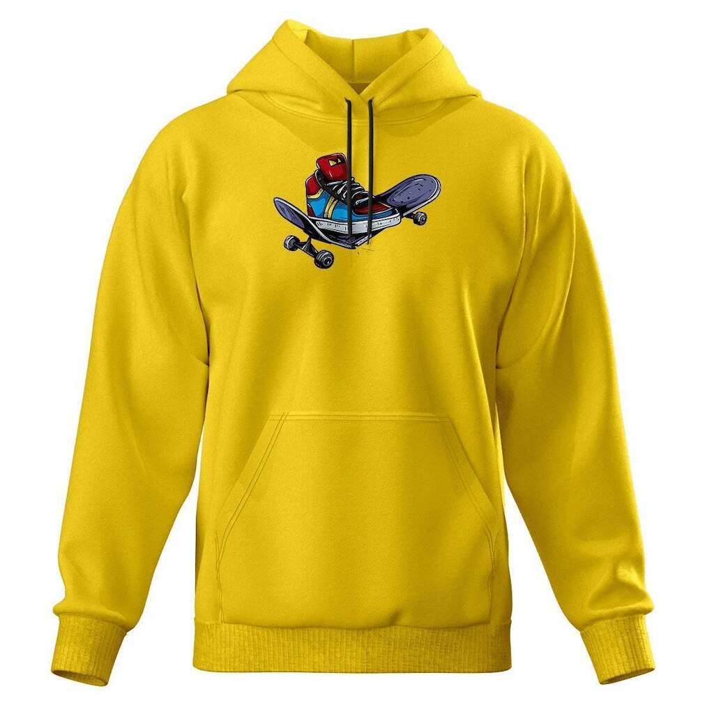 Moletom De Frio Blusa Estampada Bolso Canguru e Capuz Top