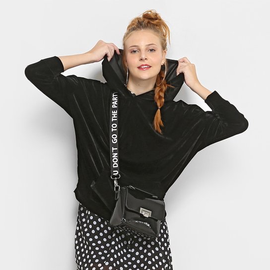 Moletom Drezzup Oversized Capuz Feminino - Preto