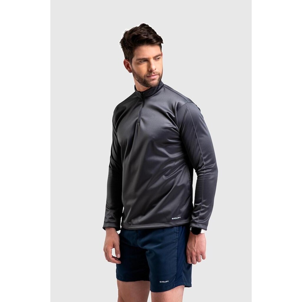 Moletom Dry Com Gola 1/4 Evolift Cinza Escuro