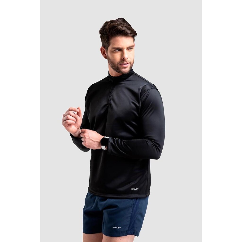 Moletom Dry Com Gola 1/4 Evolift Preto