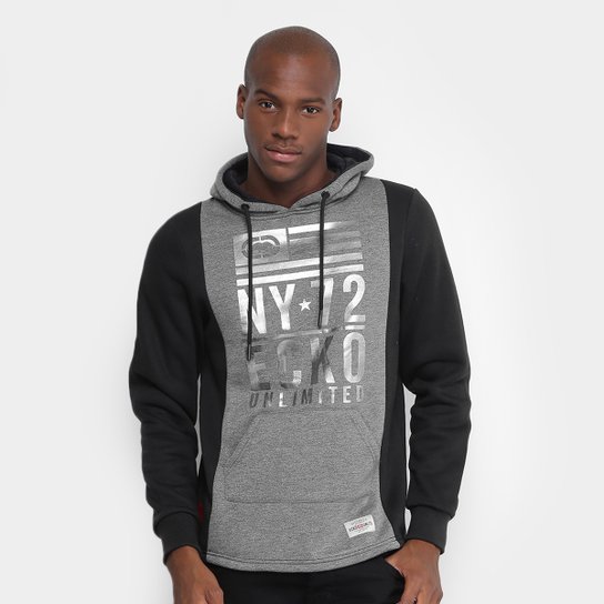 Moletom Ecko Fechado Alongado Masculino - Preto Menor preço em Moletom Ecko Fechado Alongado Masculino - Preto