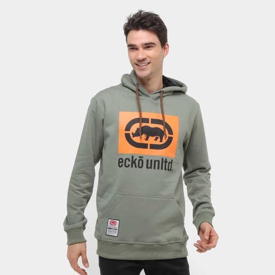 Moletom Ecko Unltd Sealed Canguru Masculino - Verde Militar Menor preço em Moletom Ecko Unltd Sealed Canguru Masculino - Verde Militar