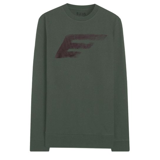Moletom Ellus Masculino Crewneck Maxi Logo Cinza Escuro