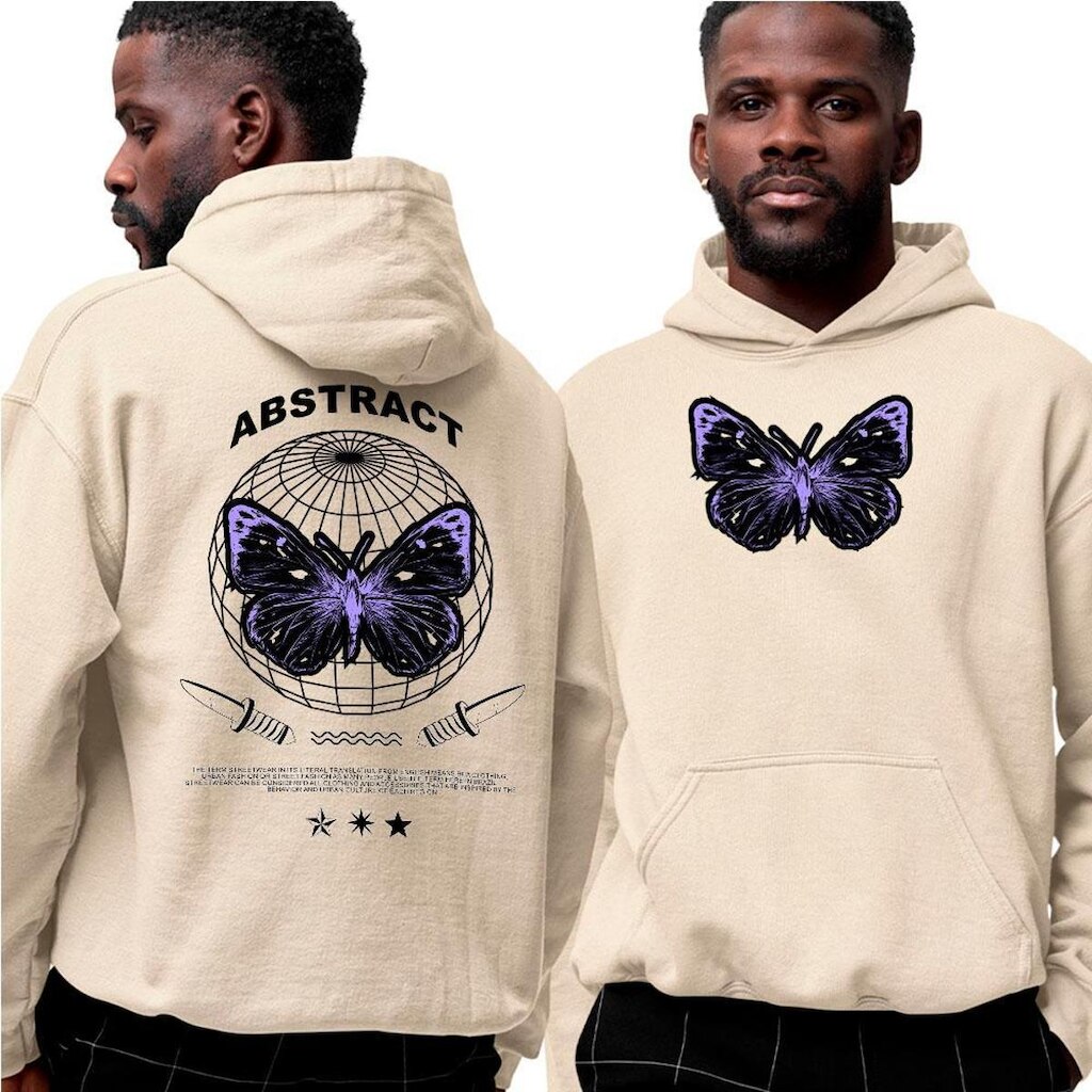 Moletom Estampado Algodão‎ Abstract Butterfly Street Purple