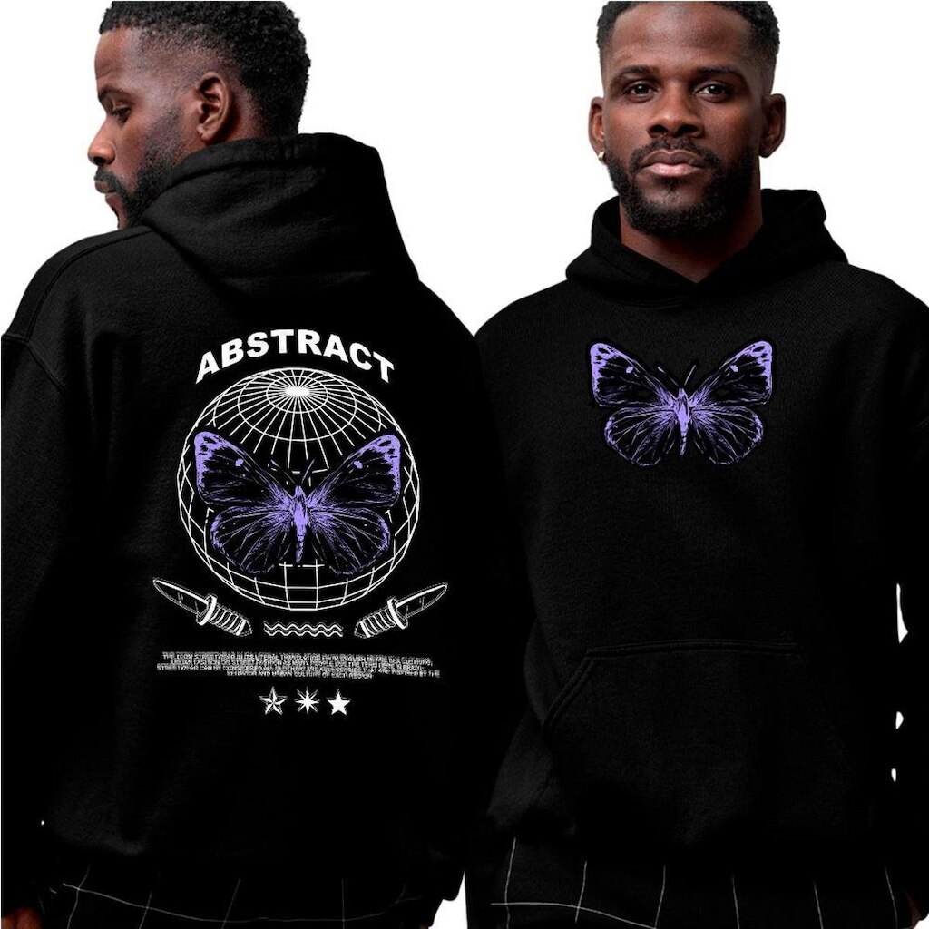 Moletom Estampado Algodão‎ Abstract Butterfly Street Purple