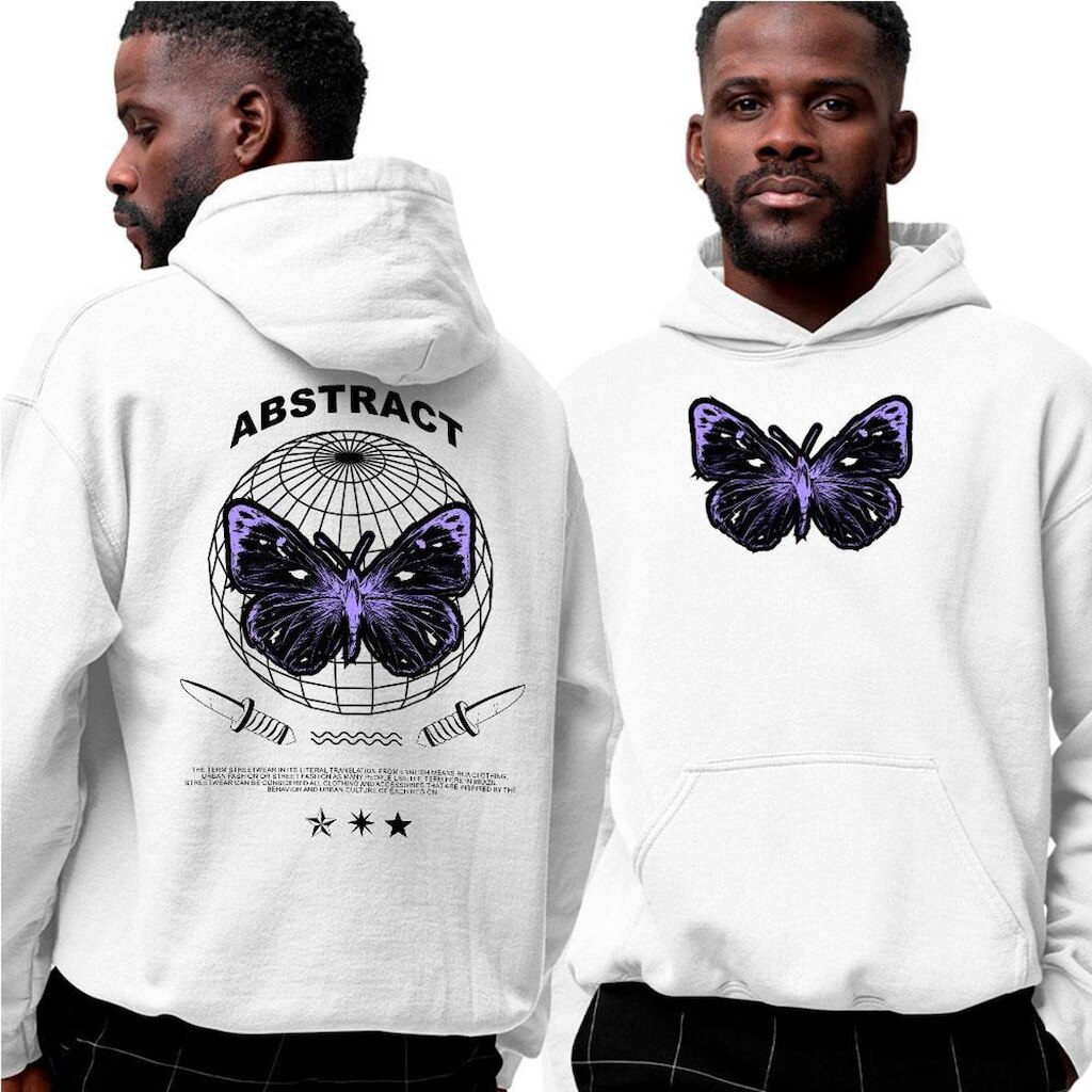Moletom Estampado Algodão‎ Abstract Butterfly Street Purple