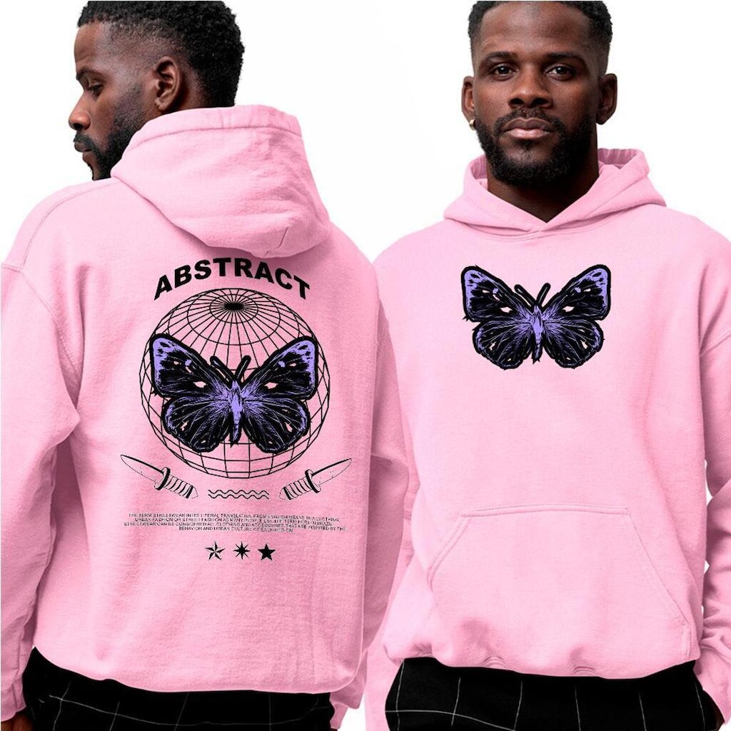 Moletom Estampado Algodão‎ Abstract Butterfly Street Purple