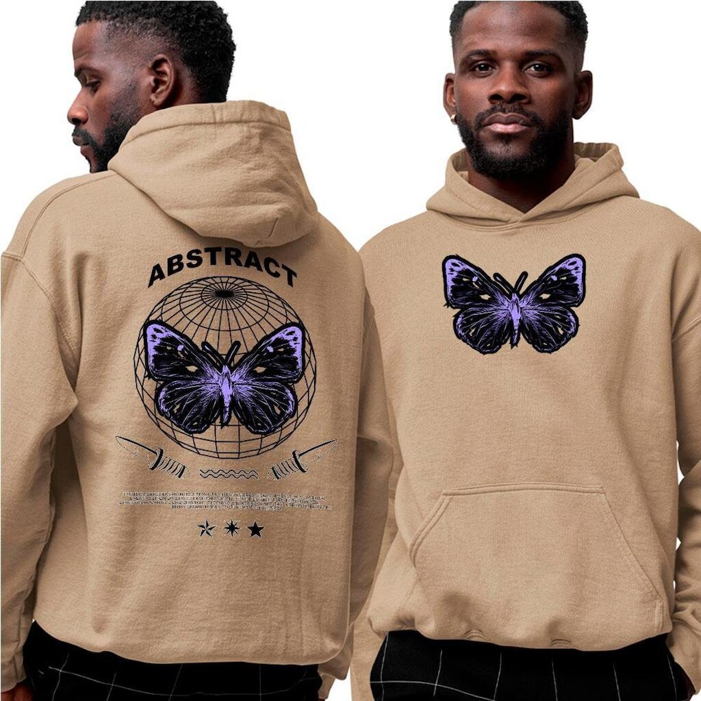 Moletom Estampado Algodão‎ Abstract Butterfly Street Purple