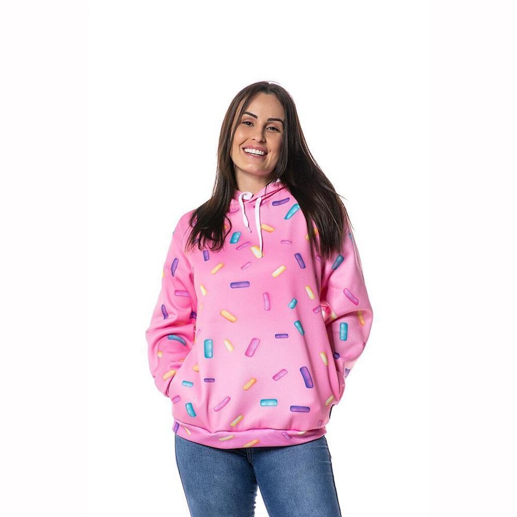 Moletom Estampado Granulado Conforto Blusão Feminino