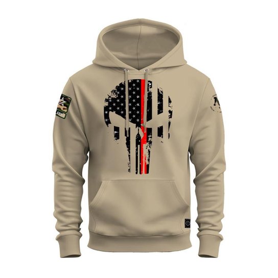 Moletom Estampado Premium Algodão Canguru Caveira Black - Bege Menor preço em Moletom Estampado Premium Algodão Canguru Caveira Black - Bege