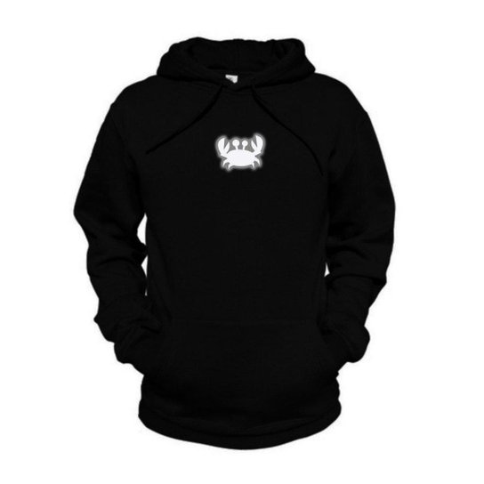 Moletom Estampado Refletivo Grande Siri Relaxado Com Capuz Bolso Canguru - Preto
