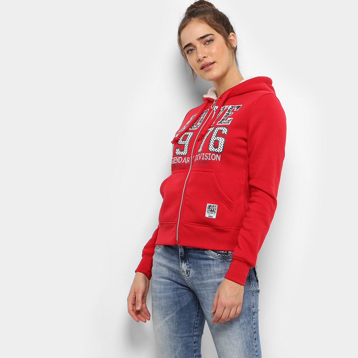 denim jacket with moletom com capuz attached