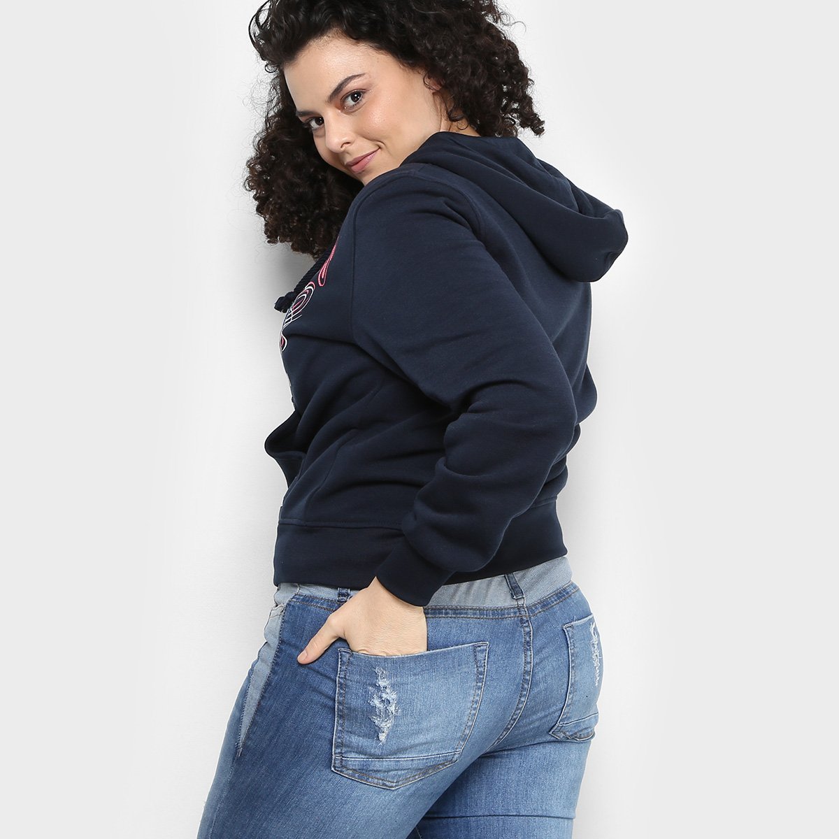 longline zip moletom com capuz plus size