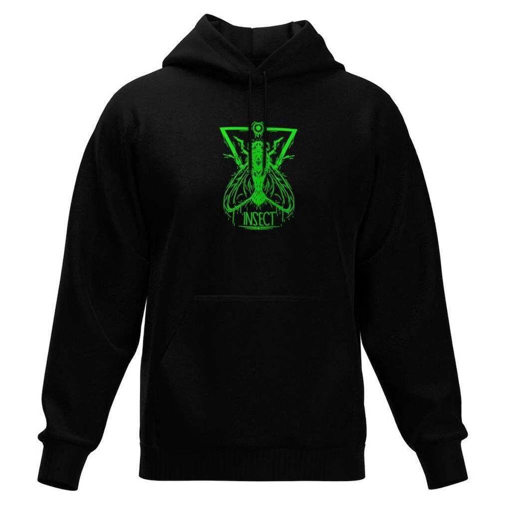 Moletom Fechado Com Capuz Blusa de Frio Preta Estampas Variadas