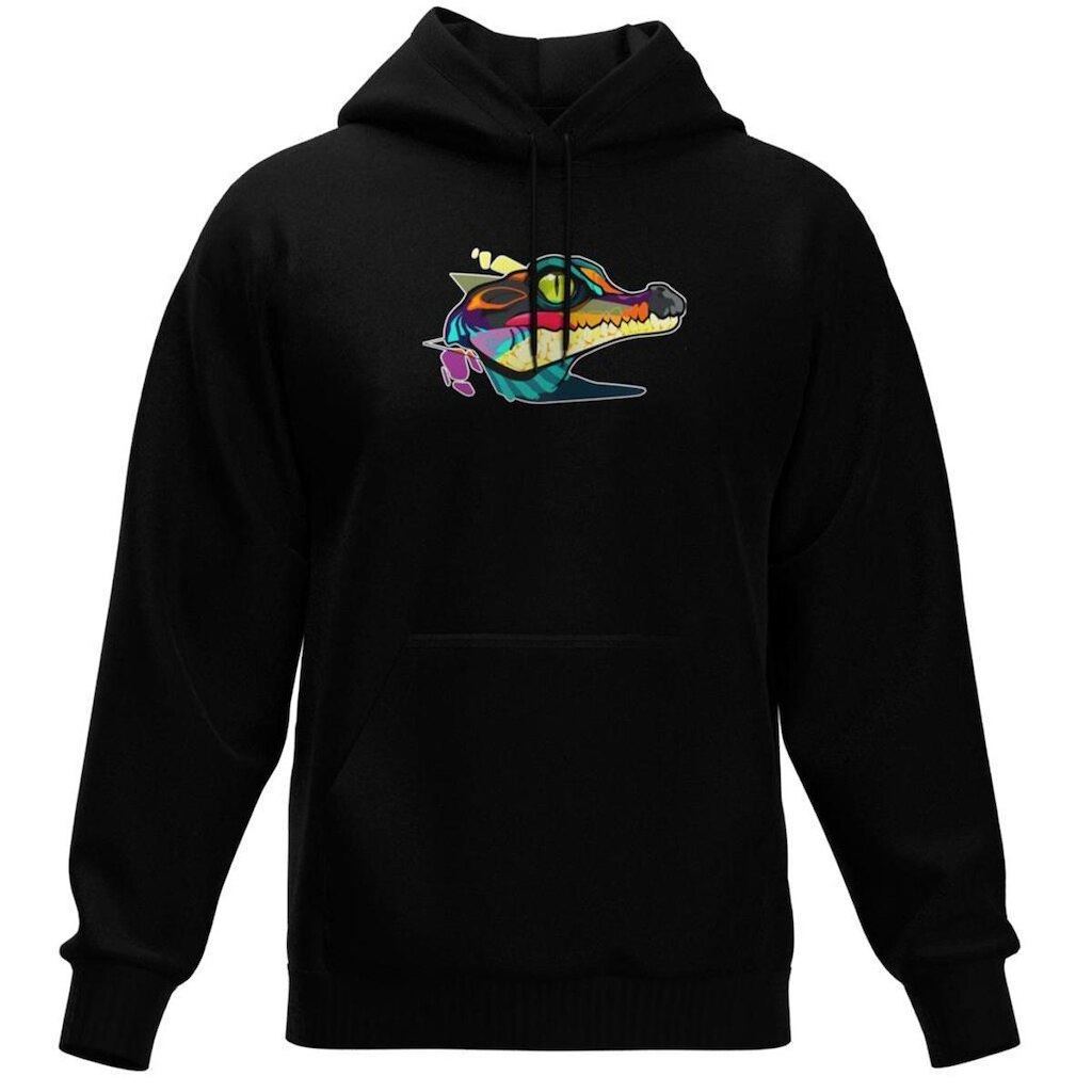 Moletom Fechado Com Capuz Blusa de Frio Preta Estampas Variadas