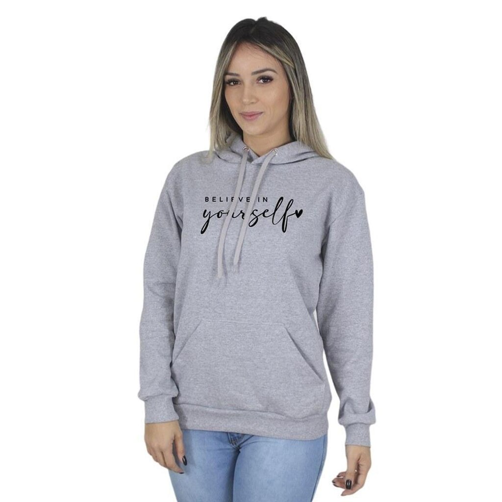 Moletom Feminino Algodão Flanelado Macio Bolso Canguru