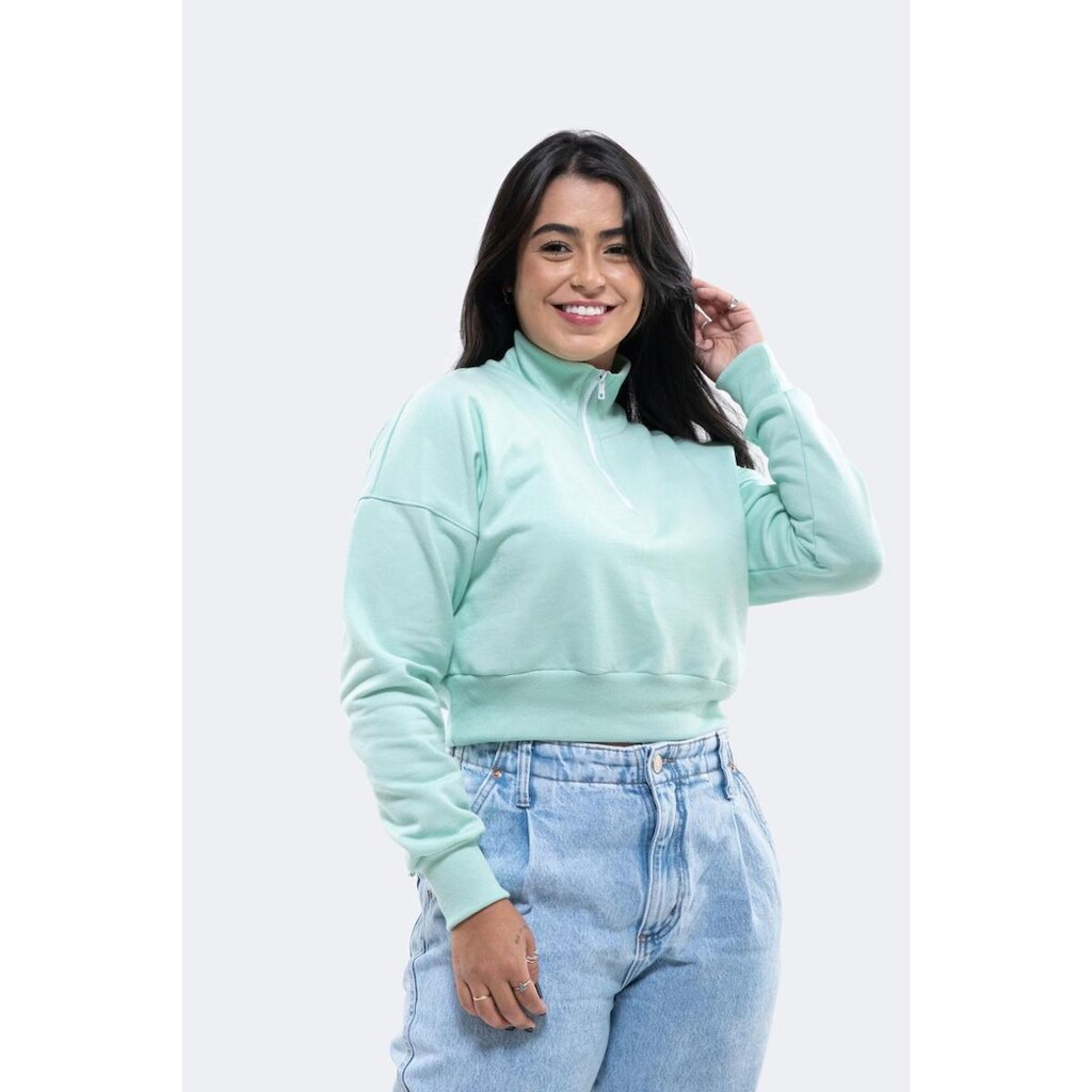 Moletom Feminino Aveloz Cropped Collar Verde Claro-PP