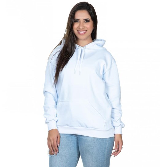 Moletom Feminino Blusa de Frio Canguru Flanelado Casual Liso Club 21 - Branco é ruim? Moletom Feminino Blusa de Frio Canguru Flanelado Casual Liso Club 21 - Branco é boa?