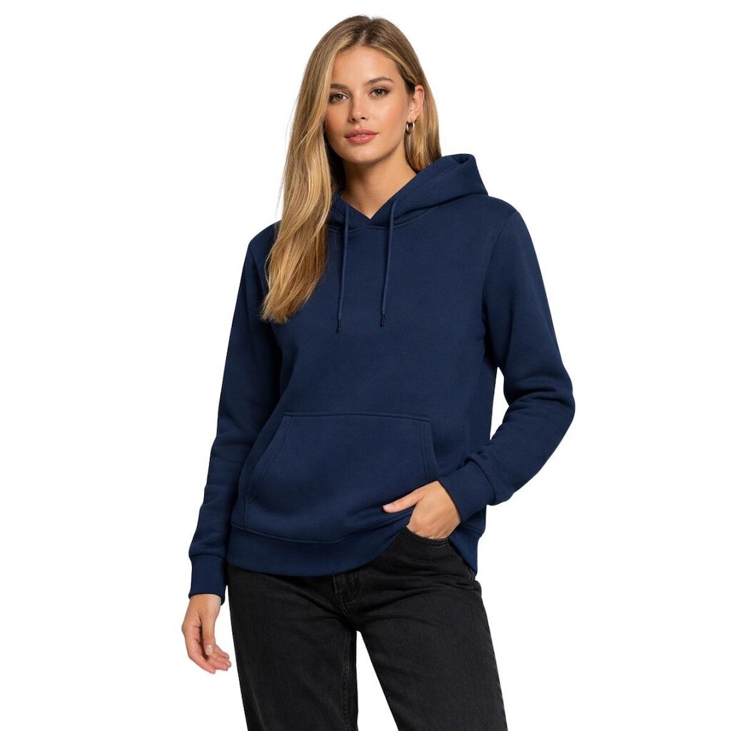 Moletom Feminino Blusa de Frio Liso Com Capuz E Bolso Canguru Relaxado