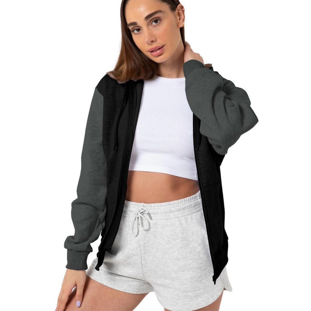 Moletom Feminino com Zíper e Capuz Bolso Canguru Flanelado Conforto