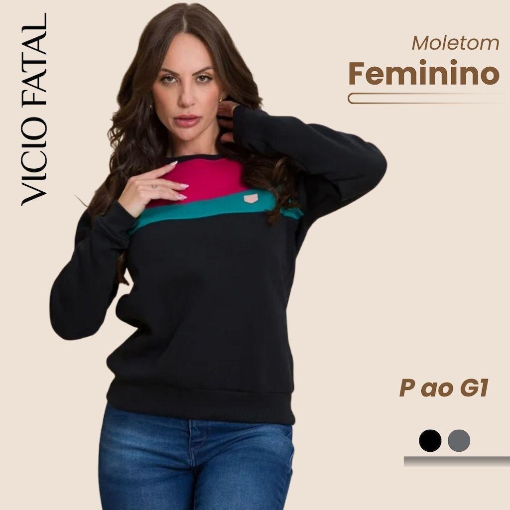 Moletom Feminino Confort sem Capuz