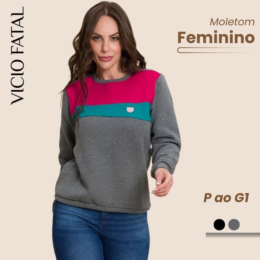 Moletom Feminino Confort sem Capuz
