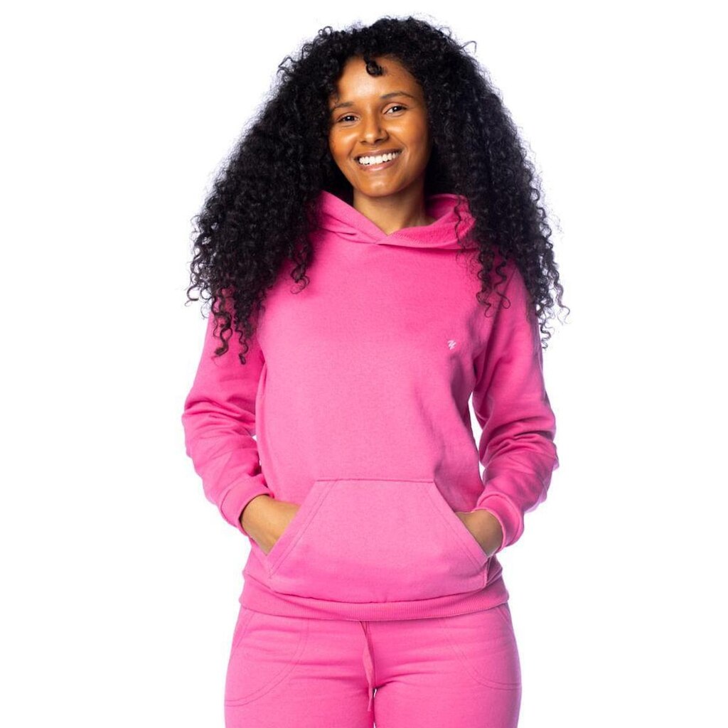 Moletom Feminino Desayner Básico C/ Capuz Pink
