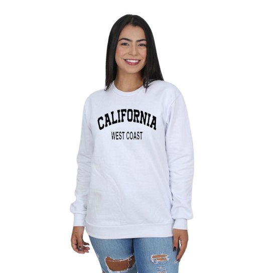 Moletom Feminino Estampado Califórnia Gola Redonda sem Capuz
