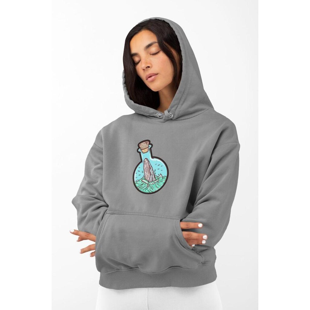 Moletom Feminino GinTropical Baleia em algodão com capuz