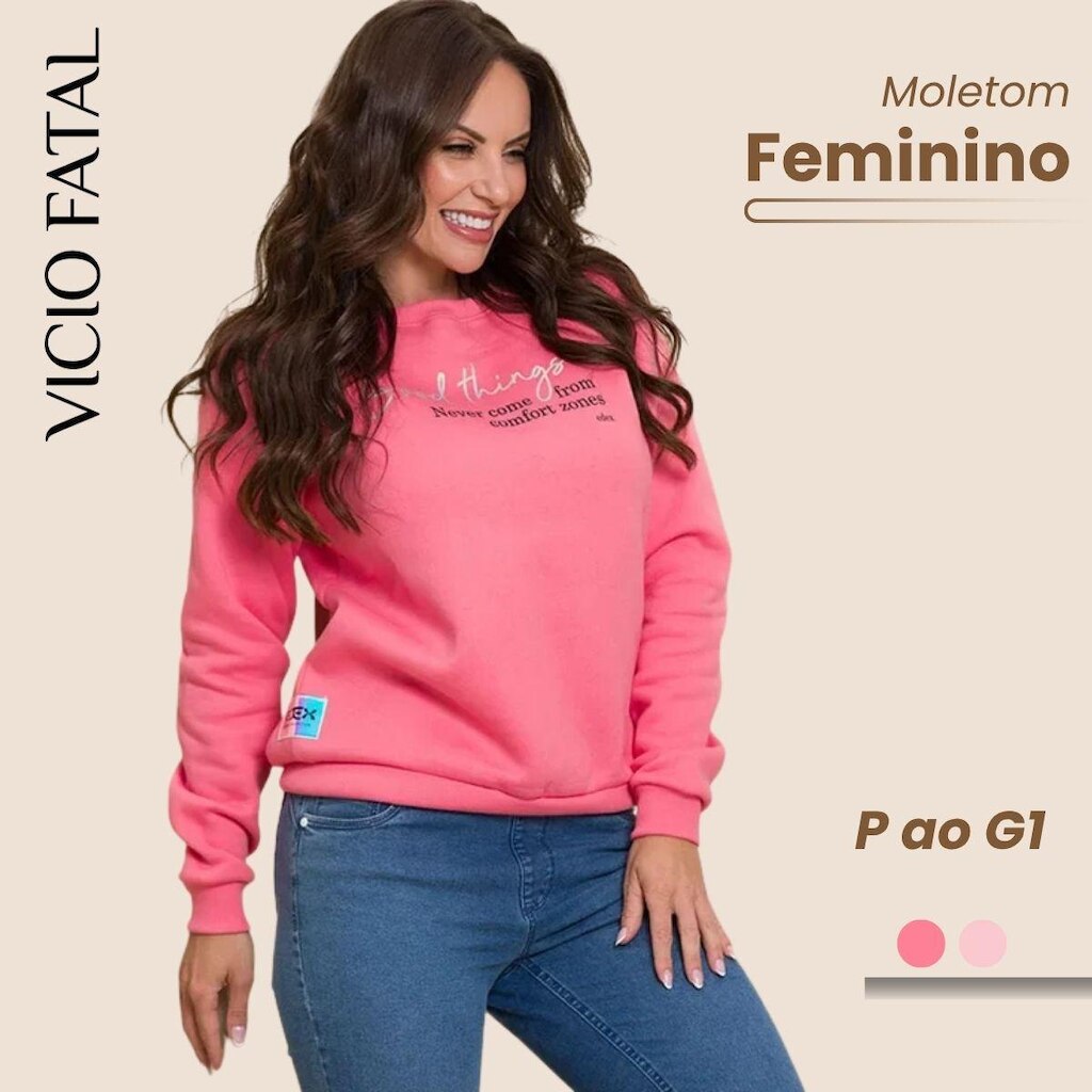Moletom Feminino Good Things Gola Alta Premium Leve e Respirável