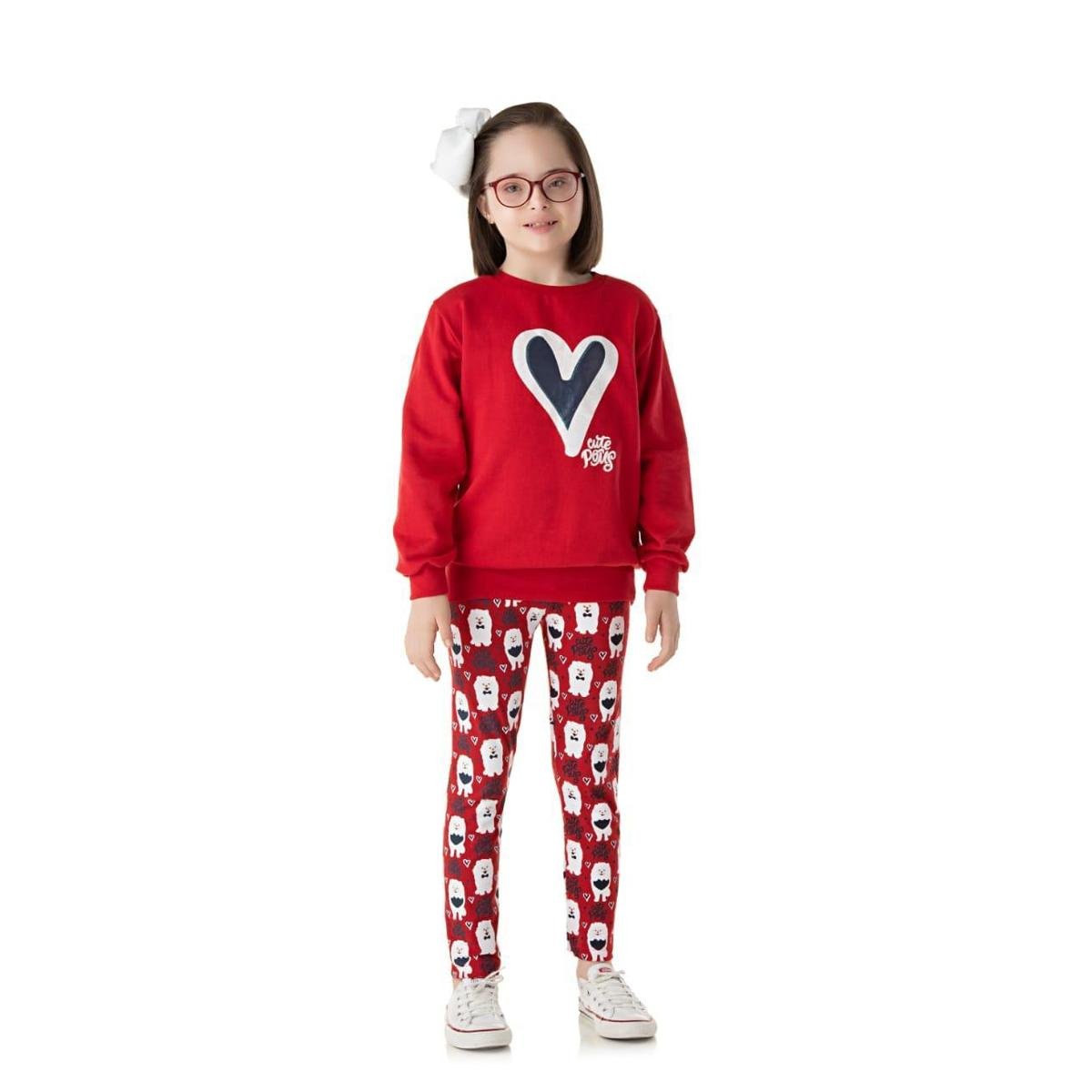 Moletom Feminino Infantil com Calça Legging Roupa Conjunto Menina -  Vermelho | Netshoes