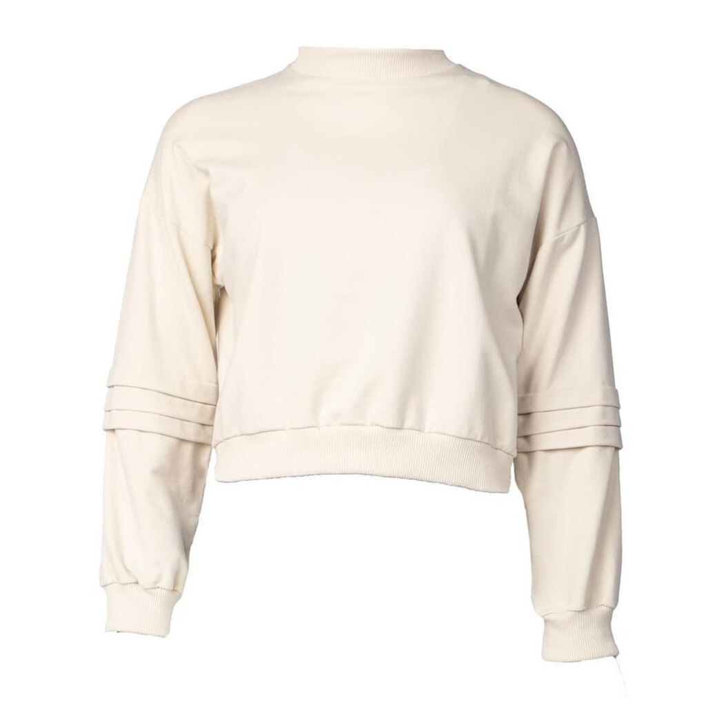 Moletom Feminino Rovitex Modelagem Encurtada Bege