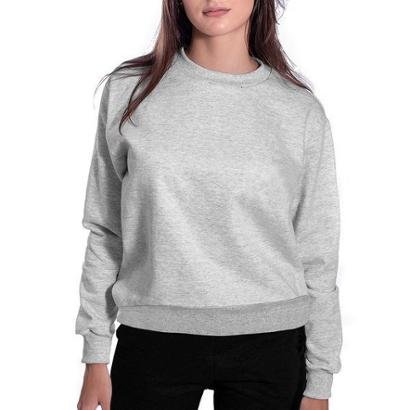 MOLETOM FEMININO SEM CAPUZ FECHADO LISO CINZA - Cinza | Netshoes
