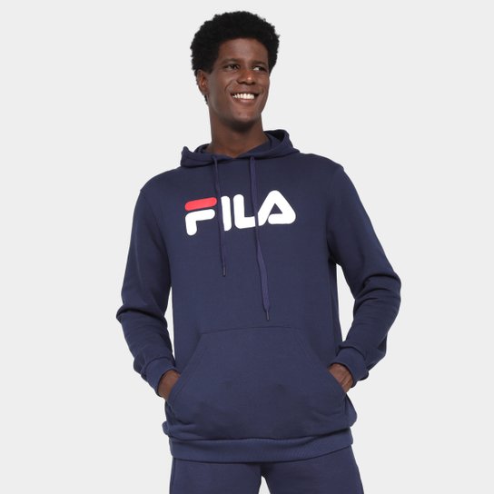 Moletom Fila Confort Letter II c/ Capuz Masculino - Marinho Menor preço em Moletom Fila Confort Letter II c/ Capuz Masculino - Marinho
