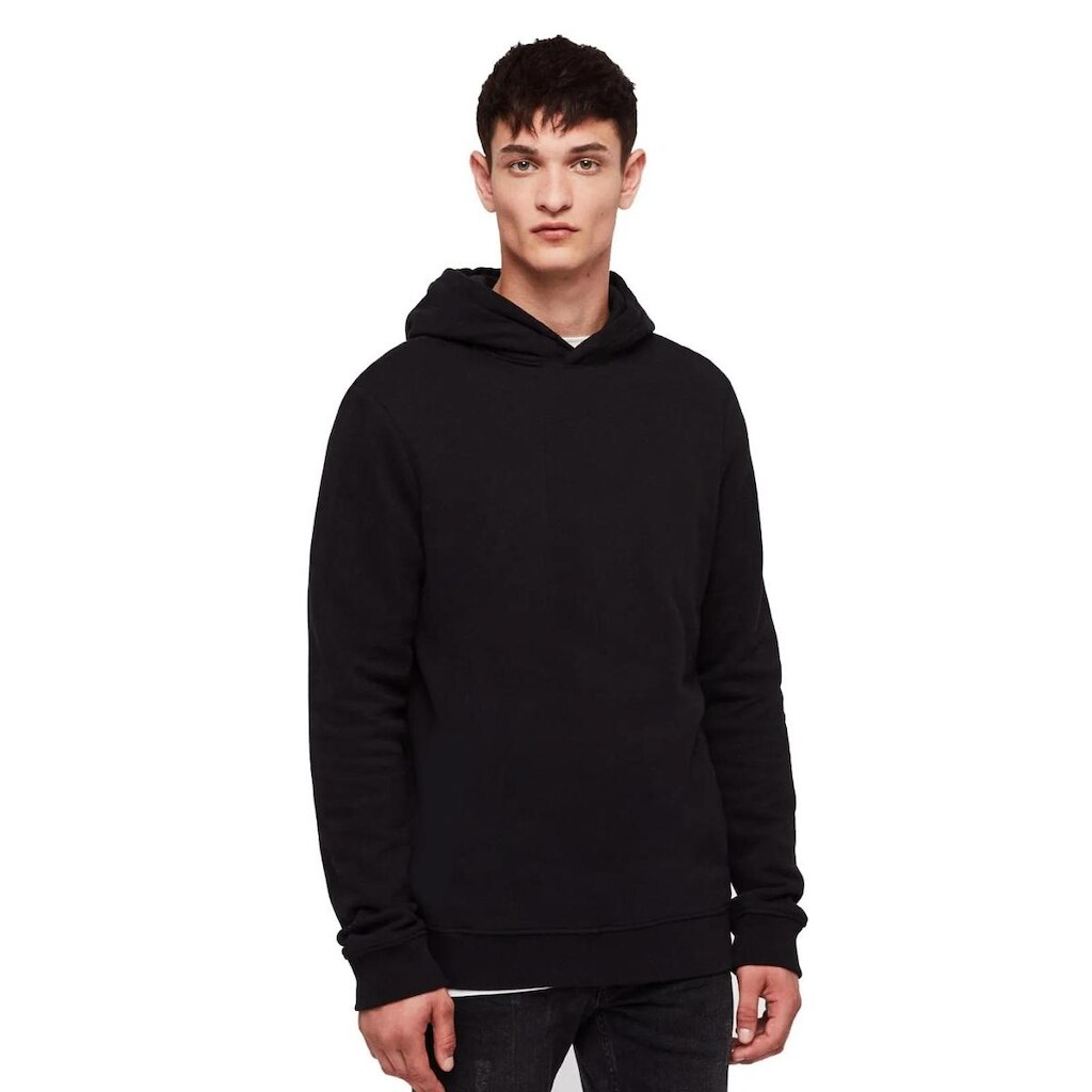 Moletom Flanelado Fechado com Capuz Preto Liso 100% Algodão