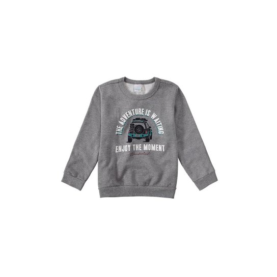 Moletom Flanelado Malwee Kids Malwee Kids Masculino Infantil - Cinza