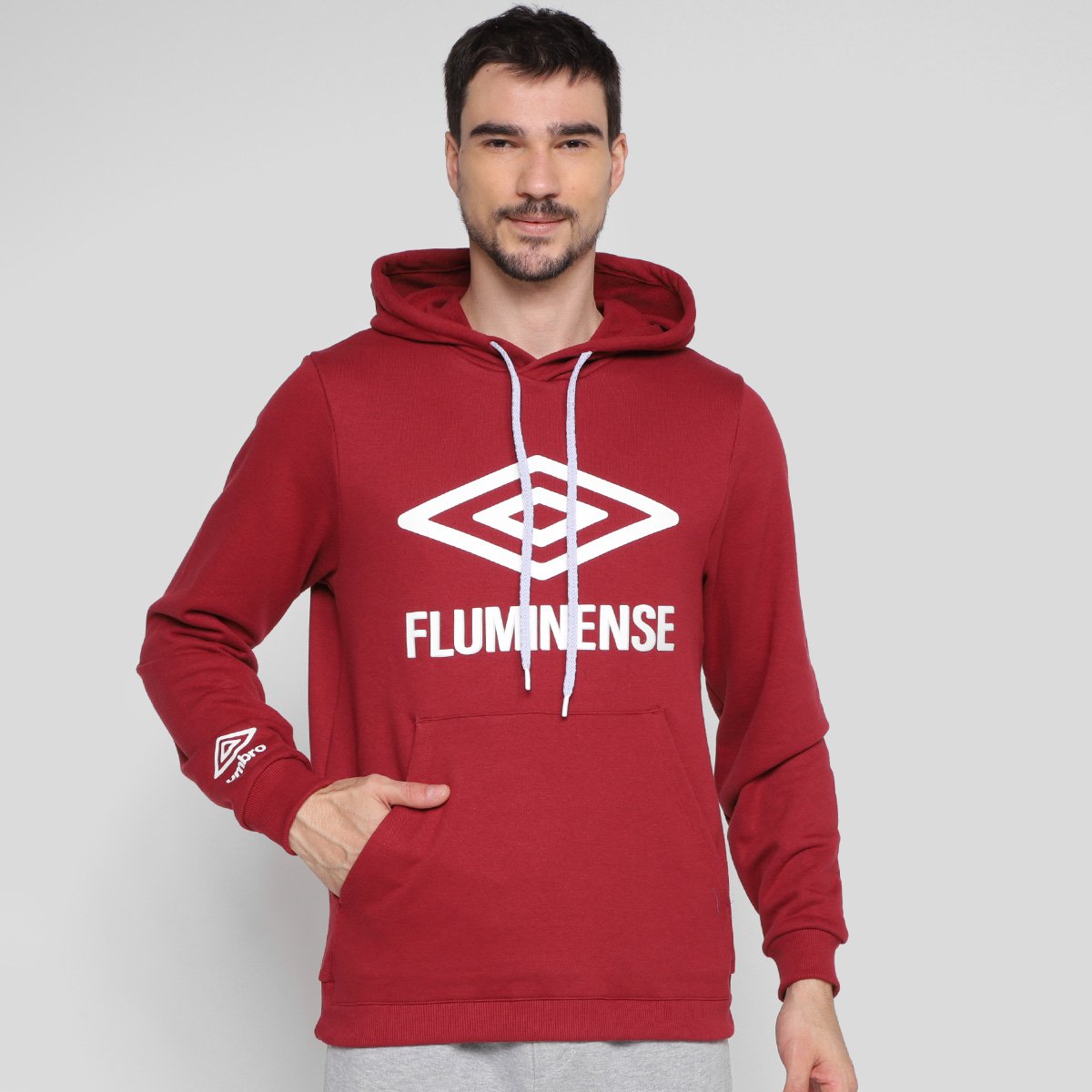 Moletom Fluminense Viagem 22/23 Umbro Canguru Masculino Vinho