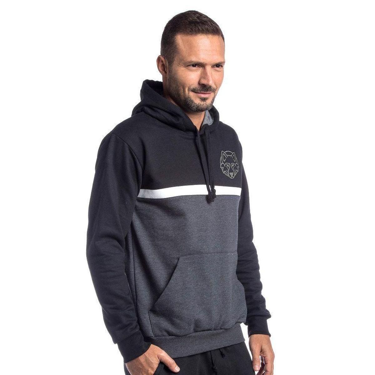 wolf zipper moletom com capuz