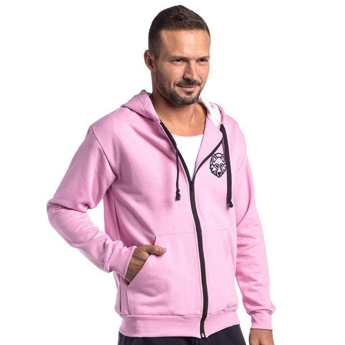 wolf zipper moletom com capuz