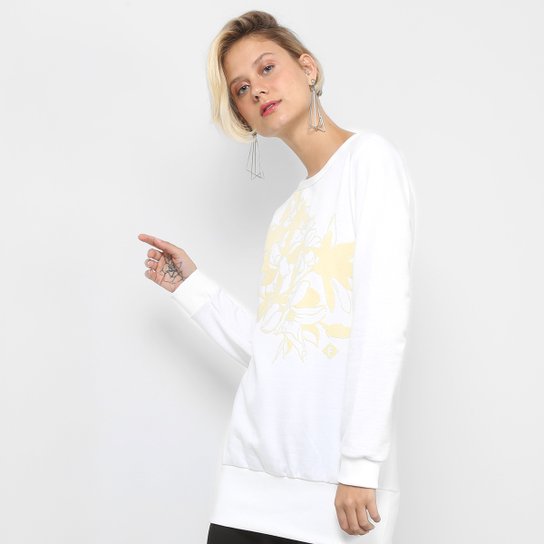Moletom Forum Alongado Silk Veludo Feminino - Off White