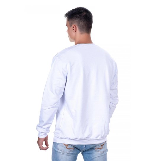 Moletom Gola Redonda Liso Masculino Blusa de Frio sem Capuz
