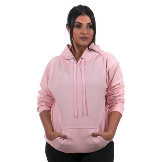 Moletom Guido Clothes Canguru Liso Feminino - Rosa