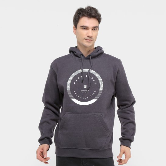Moletom Hang Loose Army Canguru Masculino - Mescla Escuro