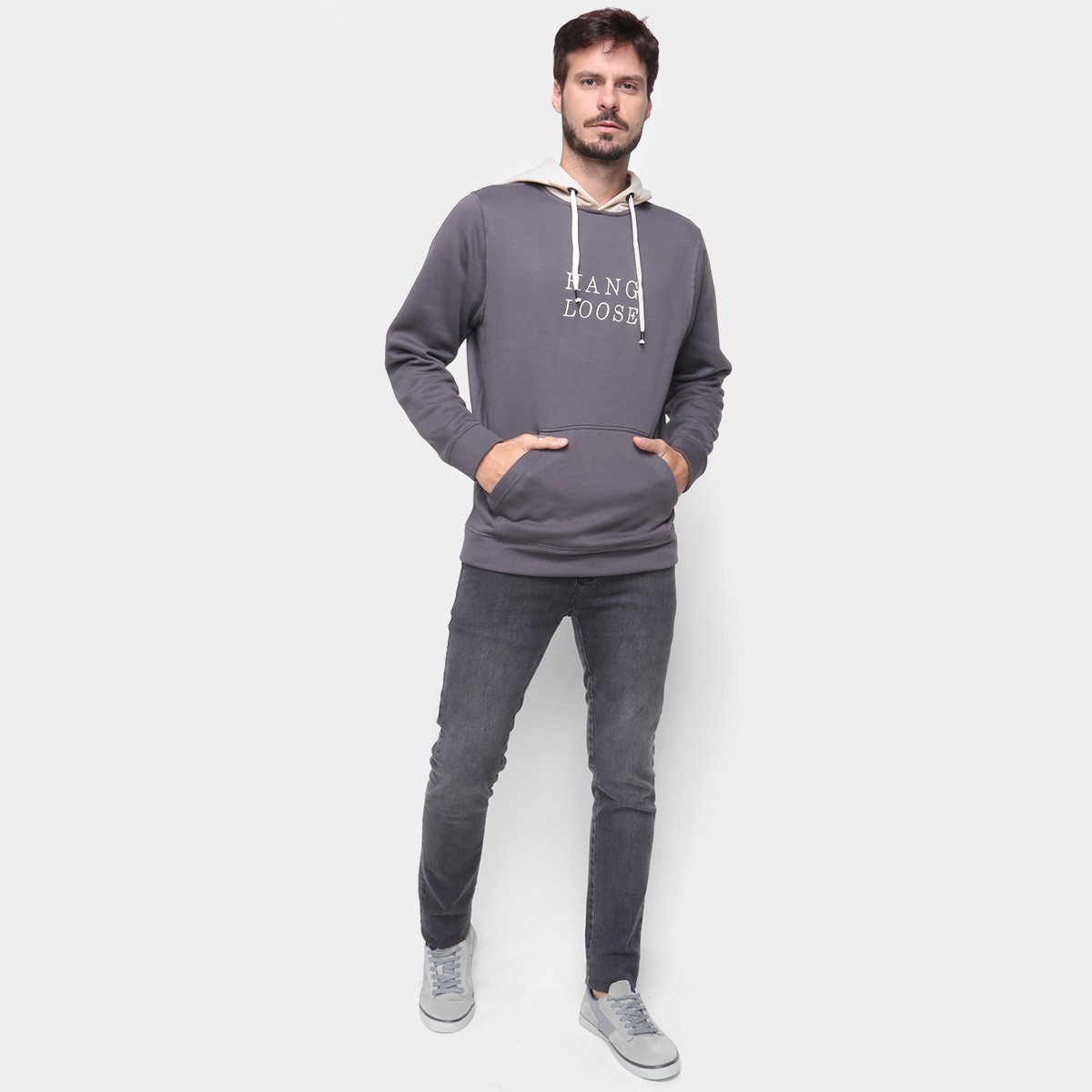 loose neck moletom com capuz