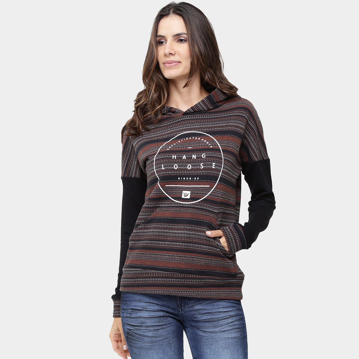 loose neck moletom com capuz