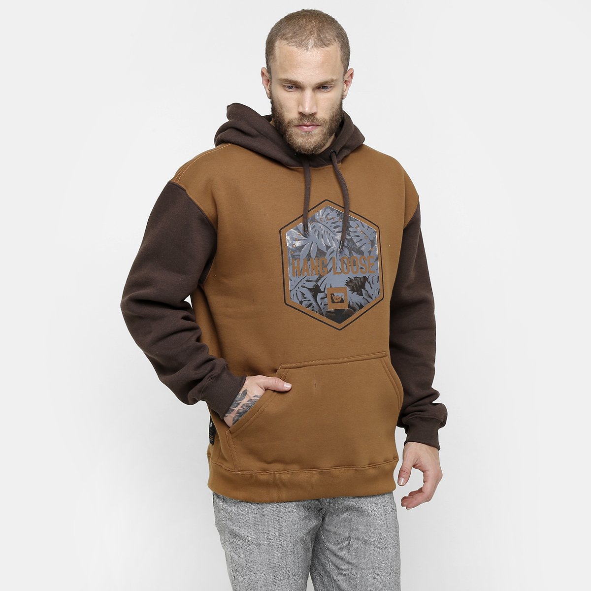 baggy brown moletom com capuz