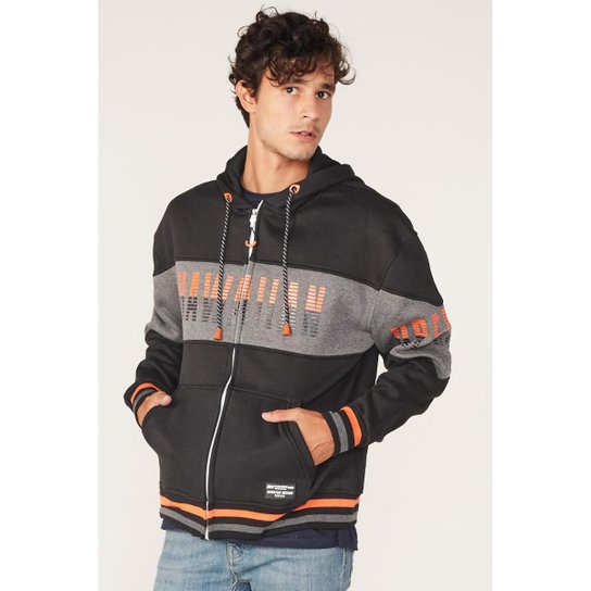 Moletom HD Plus Size Aberto Com Capuz Masculino - Preto Menor preço em Moletom HD Plus Size Aberto Com Capuz Masculino - Preto