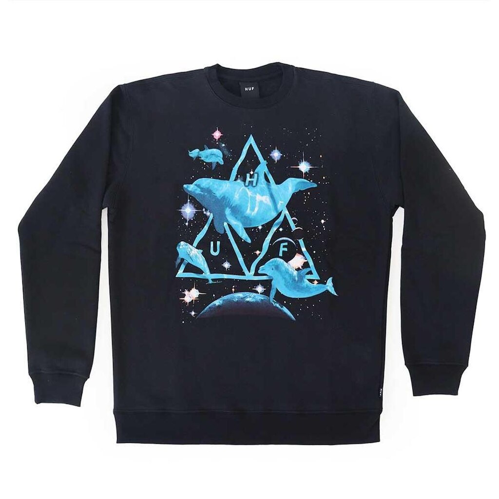 Moletom HUF Careca Space Dolphins Whas Crew - Preto